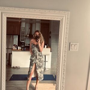 Zara strapless cargo printed midi dress